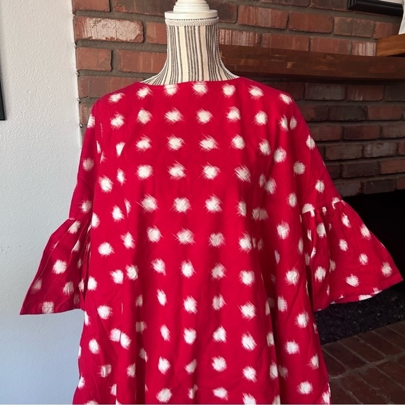 NWT Anthropologie Norblack Norwhite Polka Dot Bell-Sleeve Dress in Red Sz XS/S - Picture 6 of 13